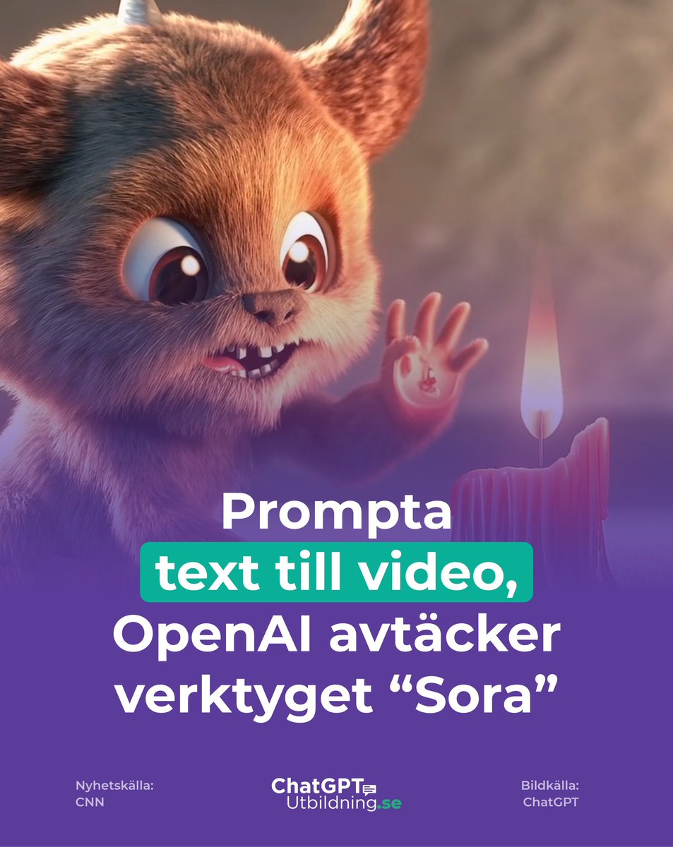 AI nyheter:
OpenAI introducerar Sora, en AI-modell som omvandlar text till video. Sora kan skapa upp till en minut långa videor med hög visuell kvalitet som följer användarens instruktioner/promptar noggrant.

Länk till Sora openai.com/sora

#sora #openaisora #chatgpt