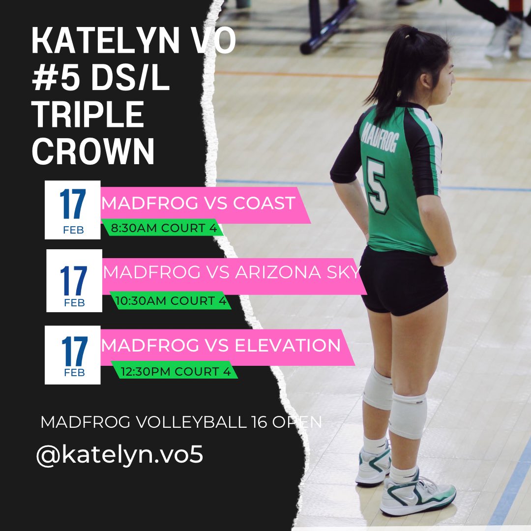 VoKatelynvb5's tweet photo. Super excited for Triple Crown this weekend. Love the competitive atmosphere this tournament brings. College coaches everywhere watching the best of the best . It’s go time 💪🏼💚👑
Power Pool Day 1 
#madfrog #nevergiveup https://t.co/CTiaErLemN
