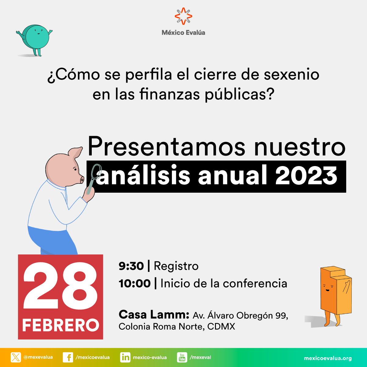 mexevalua's tweet photo. Se acerca el cierre del sexenio y... tenemos que hablar de finanzas públicas☝️

¿Qué ocurre con la militarización del gasto? ¿Cómo fue el primer año del IMSS-Bienestar? ¿A cuánto ascienden las pérdidas en las empresas públicas?

Este 28 de febrero presentamos nuestro balance anual, donde responderemos estas y todas sus preguntas.

Registro: https://t.co/lo2fBf56RT