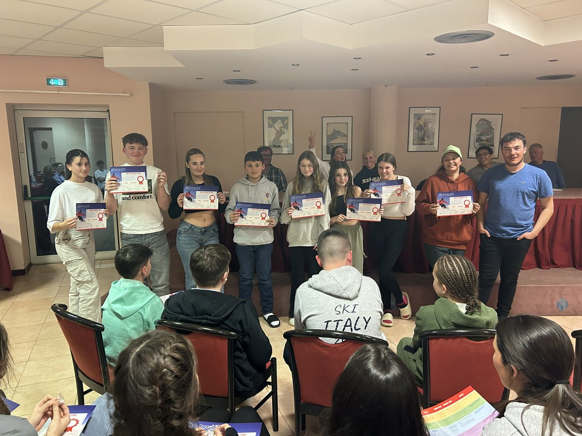 StPetersSch's tweet photo. Last night, presentation evening for our pupils.  So much progress made in their skiing thank you to all the @weareinterski instructors! https://t.co/TLzsc8Okv1