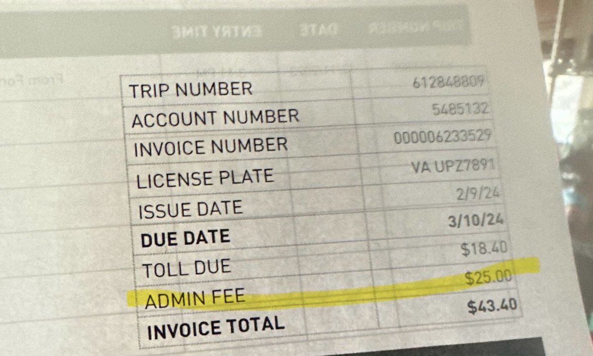 Heard of #junkfees ? This is one from @VAExpressLanes gouging for an additional $25. It’s the type of fee @sgpekarsky and @AdeleMcClure_ are trying to ban in the #valeg. Under their bill, the average family of 4 would save $3500 a year in hidden fees.