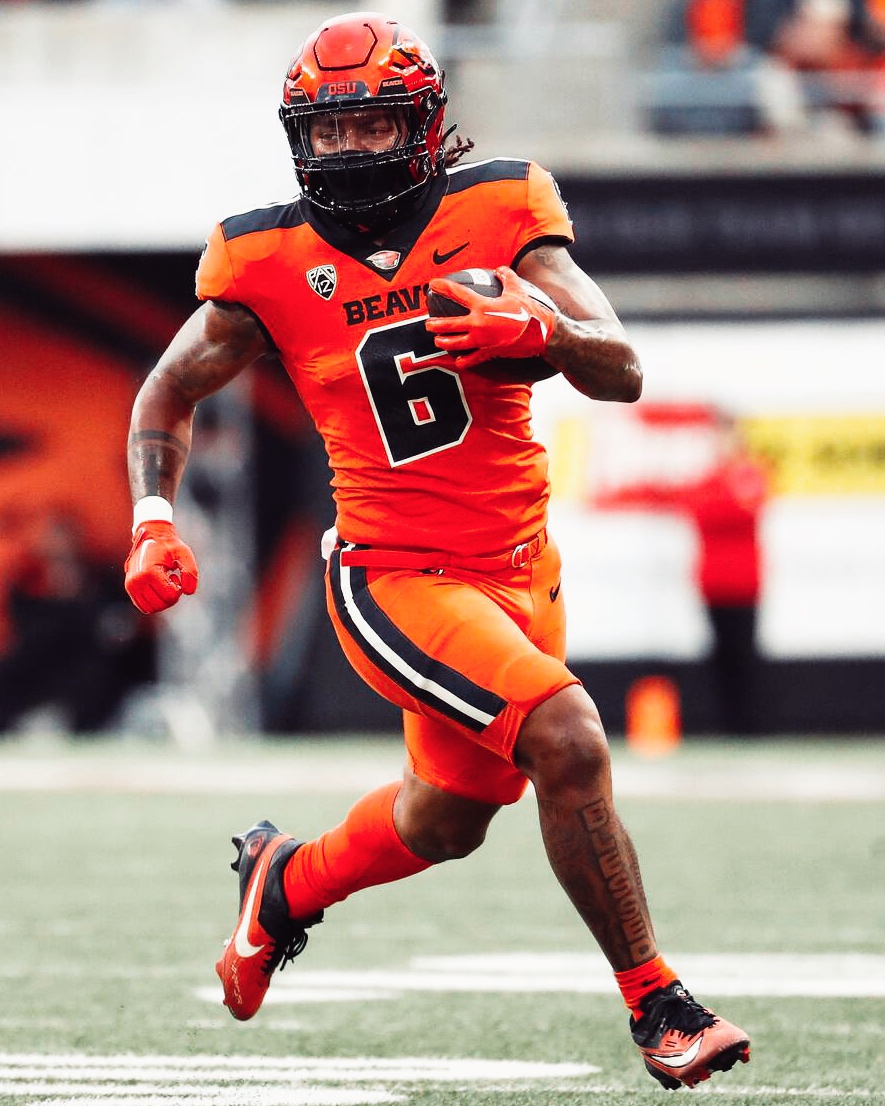 Oregon State RB Damien Martinez last season: 🦫 1,185 Rush Yards 🦫 9 Touchdowns 🦫 6.1 Yards Per Carry 🦫 744 Yards AFTER Contact 🦫 57 Missed Tackles Forced