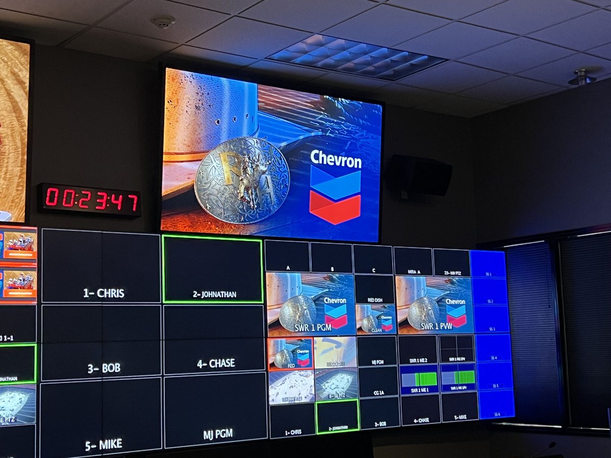 VISIONliveson's tweet photo. We just got a sneak peek at NRG Stadium gearing up for @RODEOHOUSTON, complete with our brand-new broadcast graphics &amp; opening video for the Super Series competition. It's an honor to collaborate with the incredibly talented #HLSR production team &amp; leadership. #motiongraphics https://t.co/zcV54Gg8eb