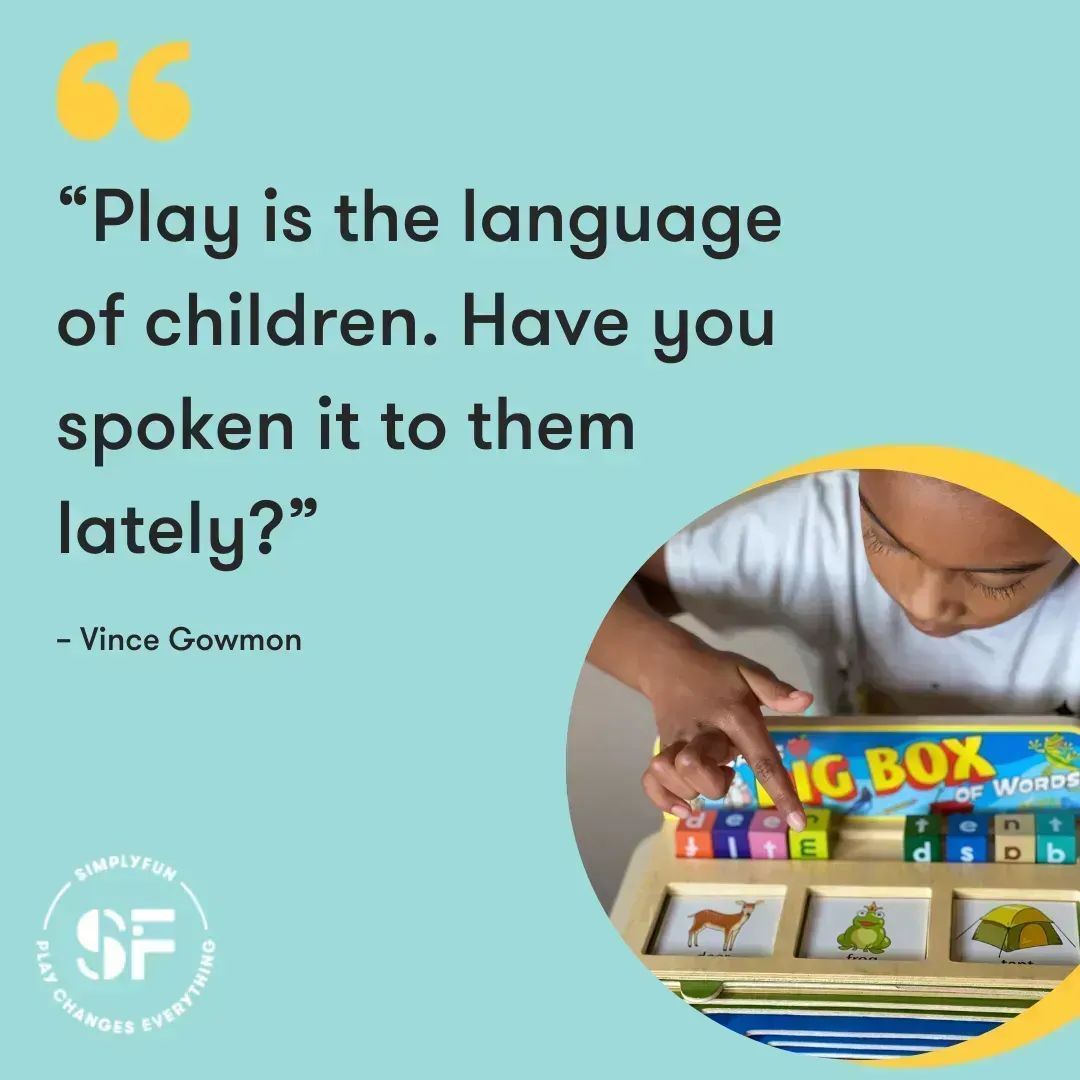 SimplyFun's tweet photo. “Play is the language of children. Have you spoken it to them lately?” 

– Vince Gowmon

#SimplyFunGames #SimplyFun #Play #BoardGames #GameSchooling https://t.co/e4W243ShkK