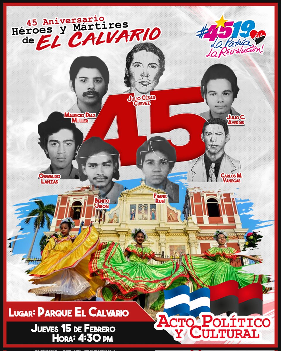 IsabelF64484669's tweet photo. 15/02/1979, la genocida GN cometió la masacre en la Iglesia el calvario donde murieron los cros.Frank Rubí, Oswaldo Lanzas, Mauricio Díaz Müller, Benito Jirón y Julio Cesar Ayerdis. Hoy les decimos presente. ¡VIVA NUESTRA REVOLUCIÓN! #4519LaPatriaLaRevolución  #LeonRevolución https://t.co/R5LSybkJDV