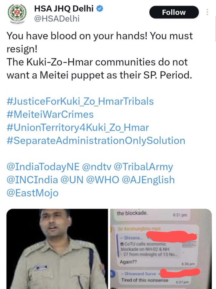 ShamuraiG's tweet photo. The #ChinKukiZo narco cartels are calling for the blood of IPS officers  SP of Churachandpur Shivanand Surve for doing his duty. 

They talk as if highway blockades are legal and the birth right of the #kuki tribals.

We #standWithSPSurve https://t.co/mFcRKEzEUW