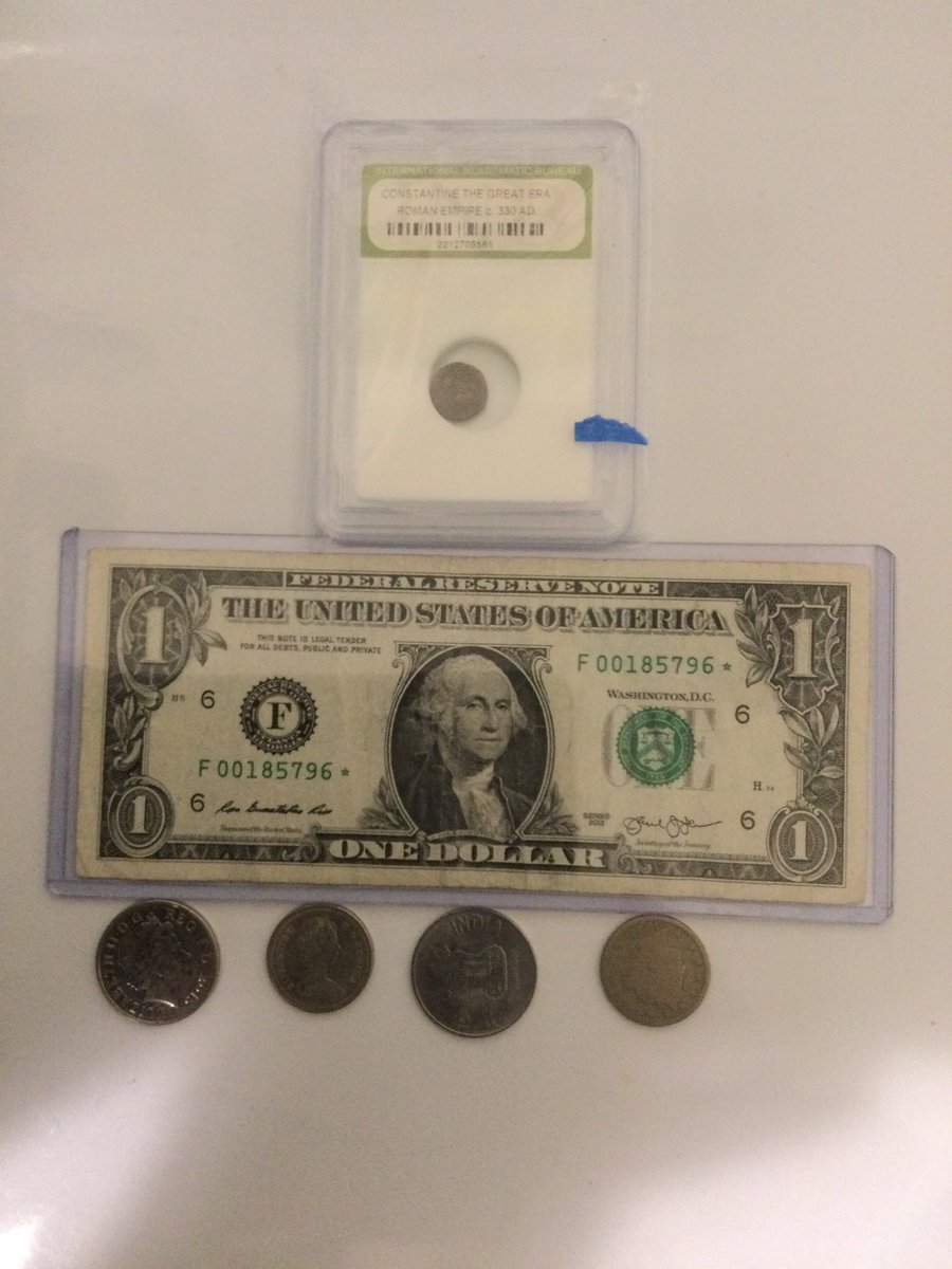 What a #Rak Thank you @CJaskowski for the double zero star note dollar bill  the coins and the crazy old coin from 330 AD Constantine The Great Roman  Empire! Wow! So awesome!