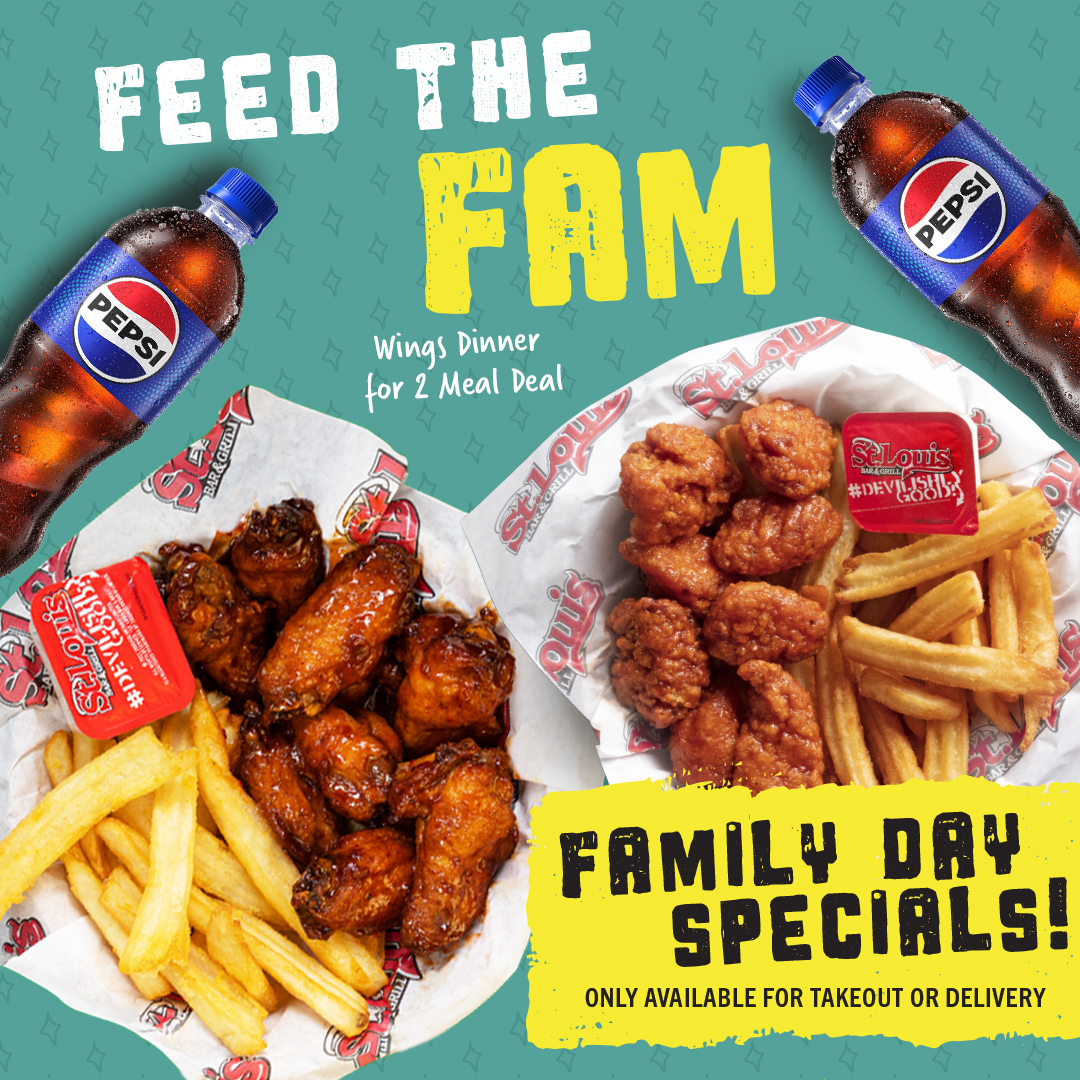 Feed The Fam! No cooking required this weekend! Family Day Specials ✨ Available for takeout or delivery until Monday, February 19th.