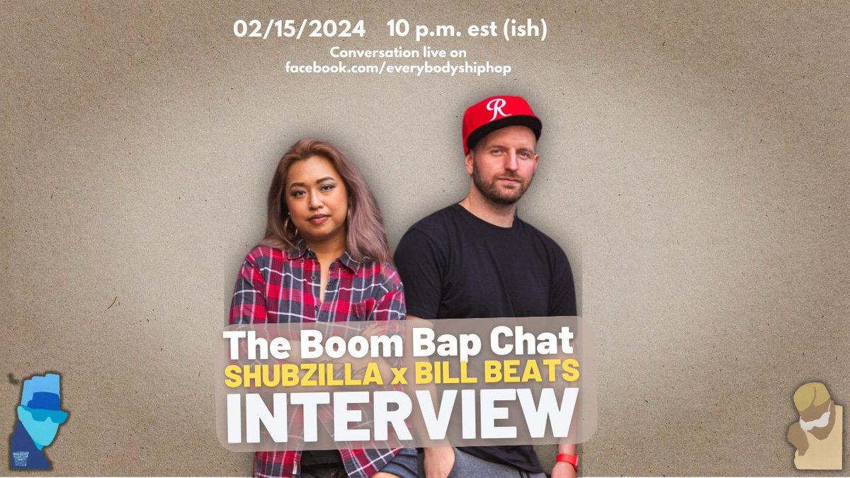 Tonight! Check out @Shubzilla and @billbeats on the Boom Bap Chat only at Everybody's Hip-Hop Label!