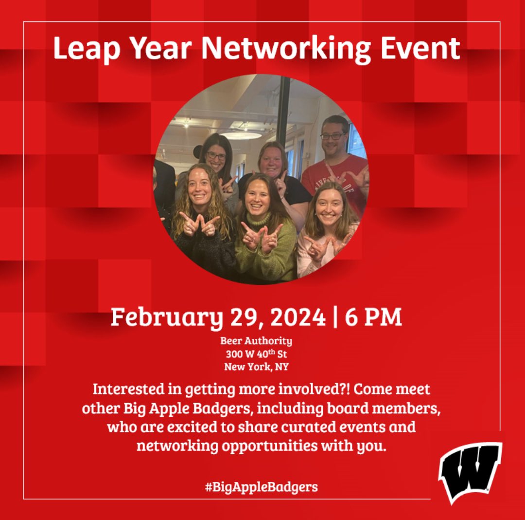 Looking to do something special with your extra day? Come join us at our networking event at the Beer Authority! We’re looking for passionate Badger alumni who are interested in social, cultural, sports, fundraising, and social media/communications committee positions!