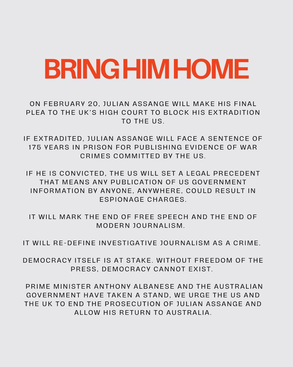 I join Prime Minister @albomp in urging the US and UK to end the prosecution of Julian Assange and allow his safe return home to Australia. @USEmbAustralia @ukinaustralia @POTUS @RishiSunak #FreeAssange Please share and follow @stella_assange