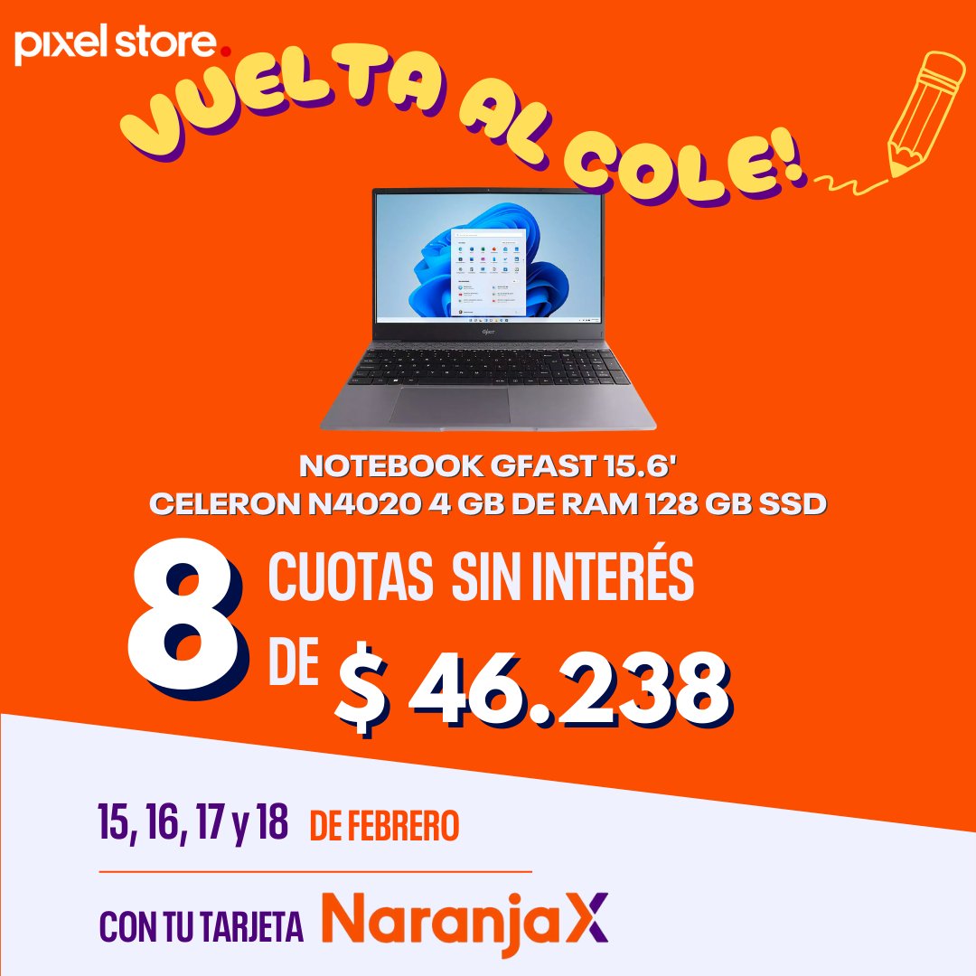 pixelstoreok's tweet photo. #VueltaAlCole en Pixel Store, 5 y 8 cuotas sin interés desde el 15 al 18 de Febrero con tu tarjeta NaranjaX 💳 . No te pierdas estas promos! https://t.co/UpYt4y52TR