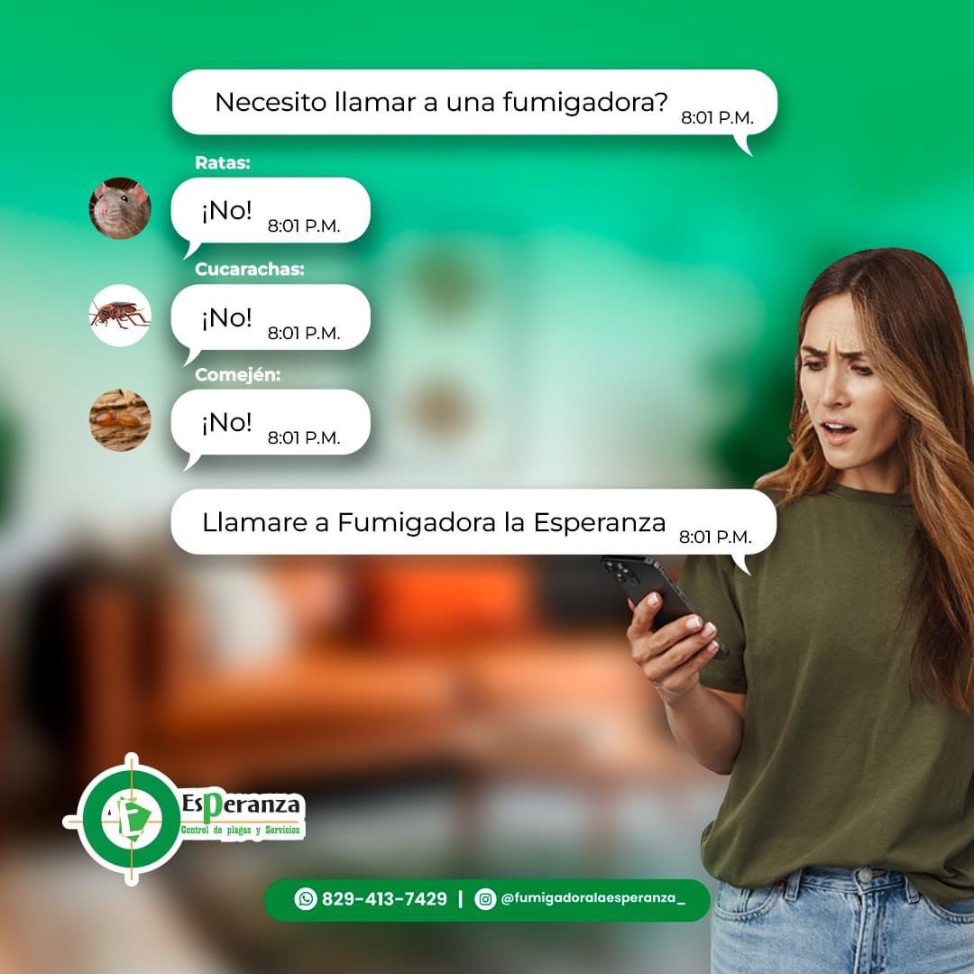 No dejes que las plagas te convenzan de que no necesitas ayuda, Cuando sientas una invasión, contáctanos y juntos la exterminaremos. 

¡Tu espacio libre de intrusos con La Fumigadora La Esperanza!🏡

#ExterminandoPlagas #LaEsperanzaAlRescate #FumigadoraLaEsperanza #Plagas #Raton