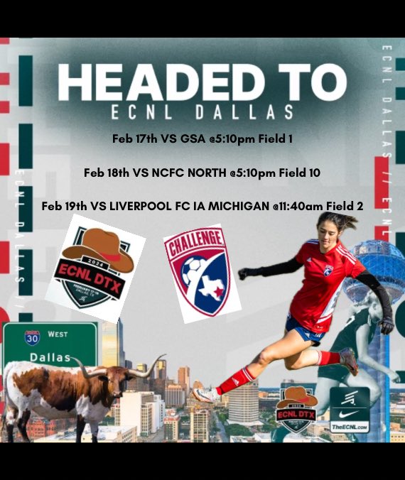 averyriley26's tweet photo. Heading to dallas this weekend, hope you can catch a game⚽️🥅💥 #ECNL #ECNLDTX #challengesoccer #dallasshowcase https://t.co/tXk8cXp757