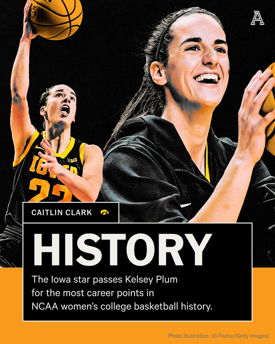 CAITLIN CLARK MAKES HISTORY 👏

The <a href="/IowaWBB/">Iowa Women's Basketball</a> star has passed Kelsey Plum for the most career points in NCAA women’s college basketball history.

3,528+ and counting…