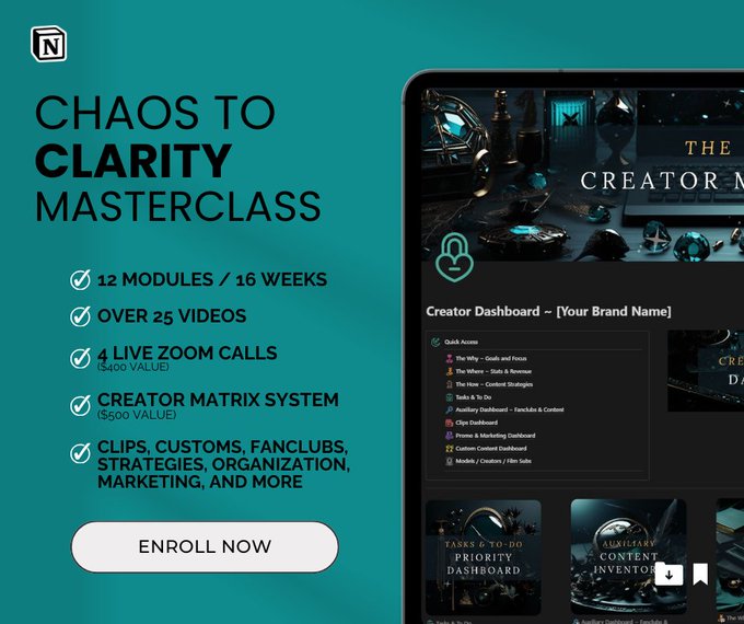 Enrollment is now OPEN! The Chaos to Clarity Masterclass is live and ready for you to conquer.   (Check