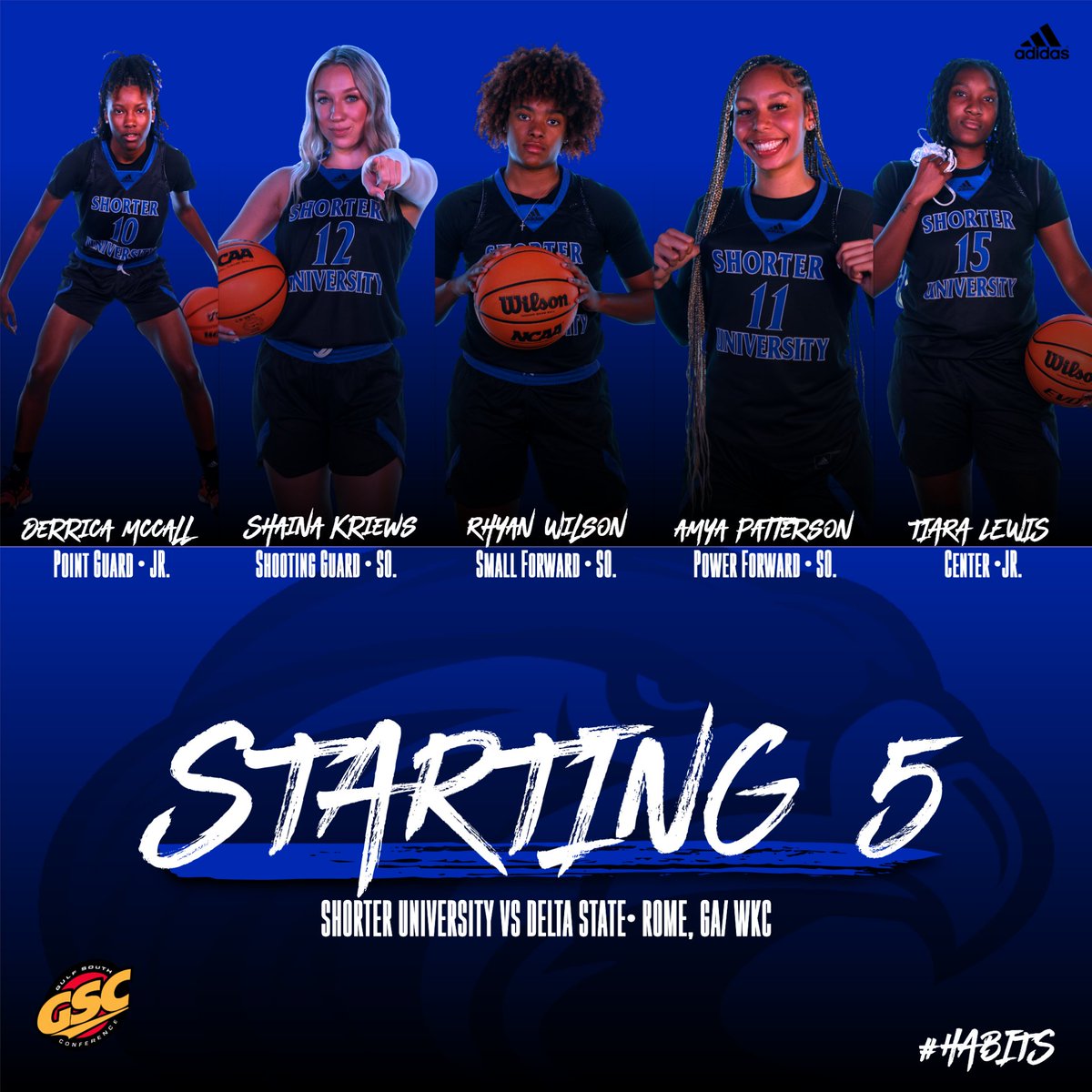 Here's our starting 5 for tonight's matchup against Delta State. 

#HABITS