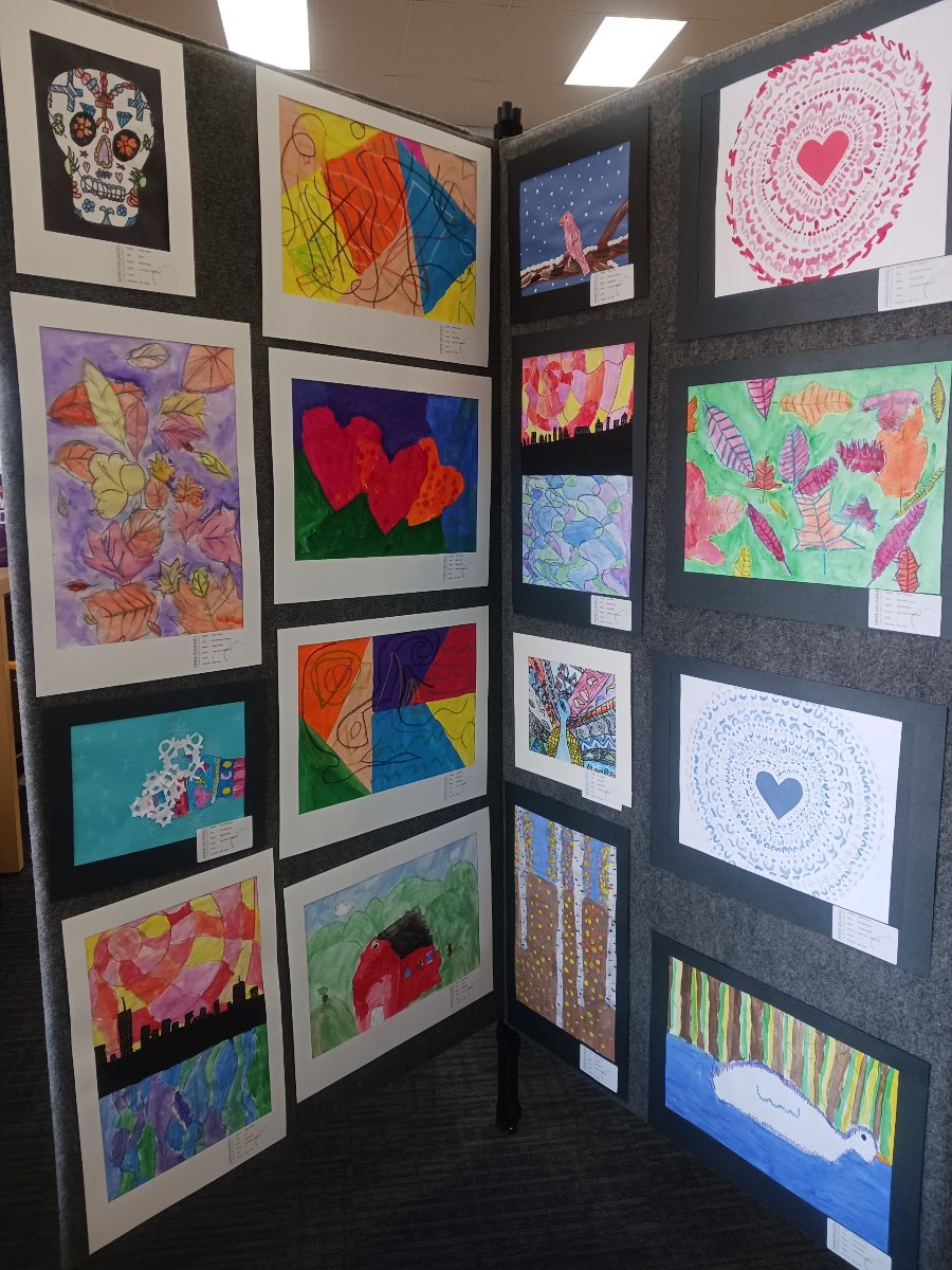 March is Youth Art month, and we love art at Lake Shore! Our school has artwork from every grade level on display at the Mountain Road branch of the public library. The work can be seen during regular library hours now through March 12th🎨