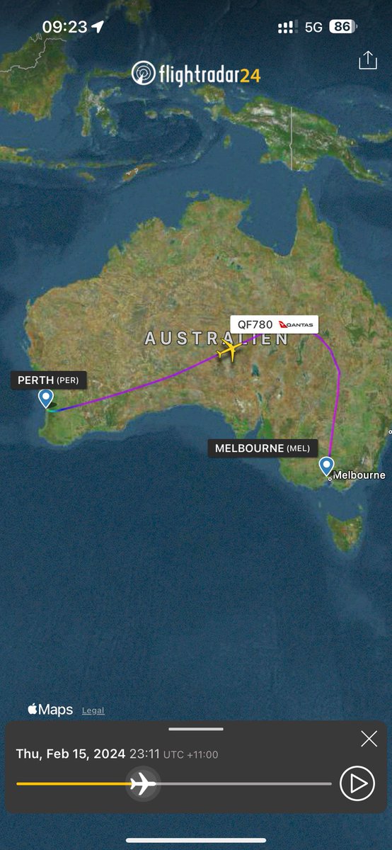 .<a href="/Qantas/">Qantas</a>’s QFA780 from PER to MEL took an… interesting path last night which turned what is normally a three hour flight into a five hour one. 

#airplane #aircraft #qantas