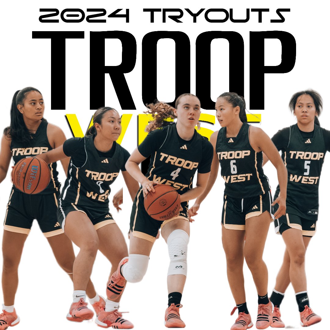 Go to troopwest.com and click on TRYOUTS to register! Spots are limited. February 24, March 2, and March 3 in Fullerton, CA. Ages 17U-15U. @MattyK31 @hoopers4dayz