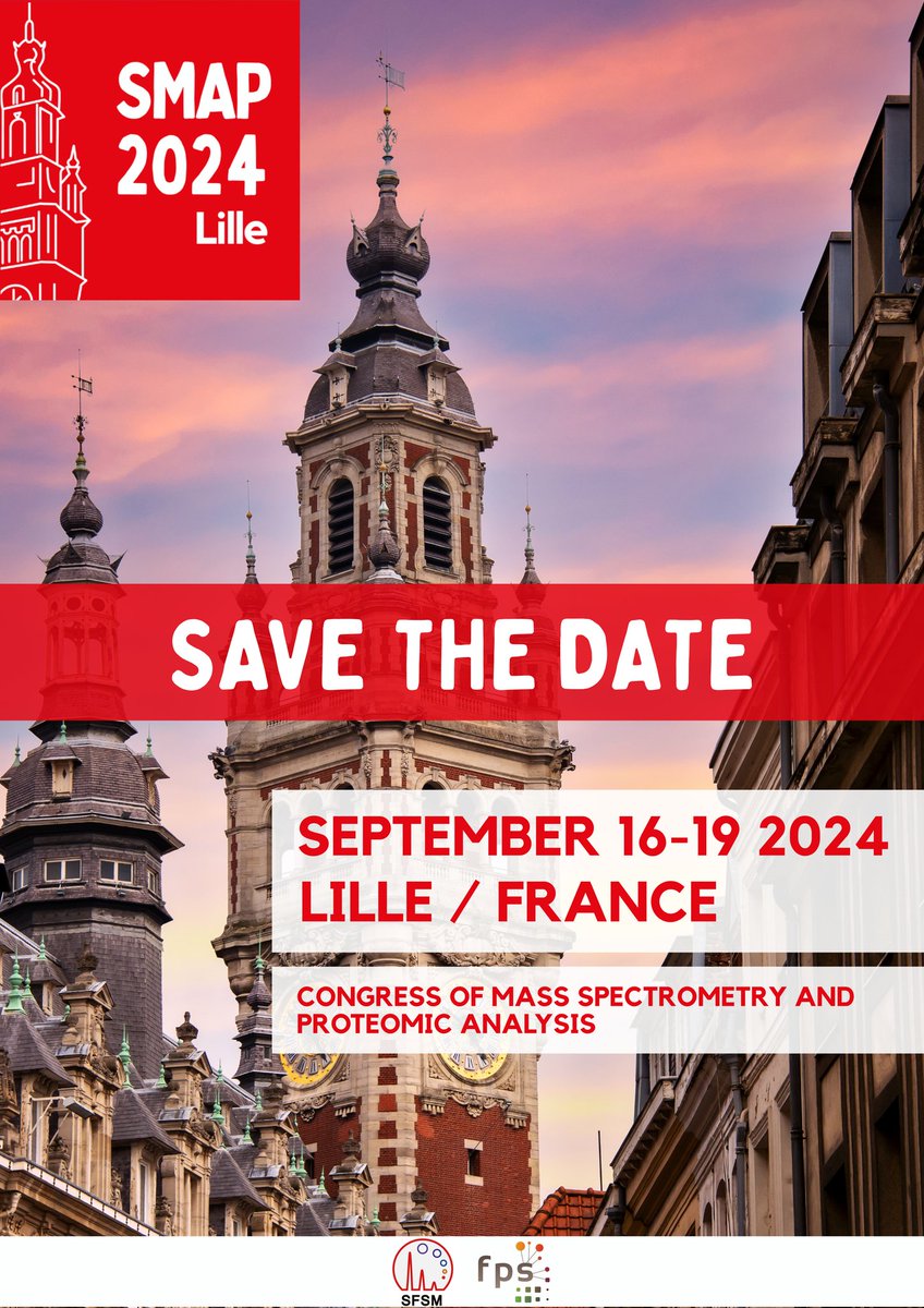 🌟 Happy to announce the launch of the official X account for SMAP2024! 🚀 
Join us as we delve into the latest advancements in mass spectrometry and proteomics. 
Save the date: September 16th to 19th at #LilleGrandPalais.
 #SMAP2024 #MassSpectrometry #Proteomics #ScienceConf 🌟