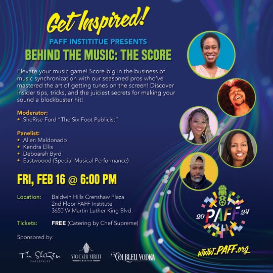 colbleuvodka's tweet photo. Join us at the PAFF Institute event 'BEHIND THE MUSIC: THE SCORE'!    Be there and let Col Bleu Vodka raise a toast to your future hits. 🍸🎉 #GetInspired #MusicMasters #PAFFInstitute #ColBleuVodka #CommunitySupport #FreeEvent https://t.co/Ckut5ogsFD