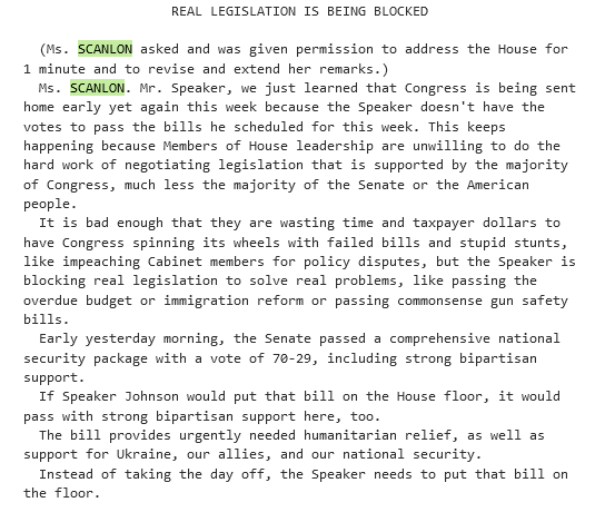 McPhersonHall's tweet photo. @emptywheel @MNProgressive #PA05 @RepMGS #MaryScanlon (D) from House floor on Wednesday afternoon: "We just learned that Congress is being sent home early yet again this week because the Speaker doesn't have the votes to pass the bills he scheduled for this week."
#LetsFixThis
#VoteBlue2024
#GOP = Chaos https://t.co/B2cCOtuyv9