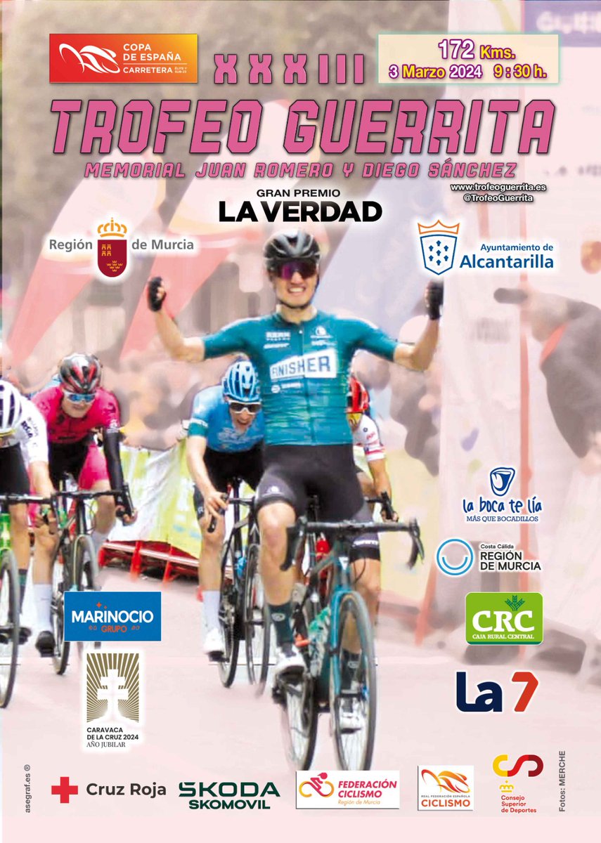 33 años de @TrofeoGuerrita ❤

📸 Os dejamos el Cartel Oficial de esta edición, que se disputará el día 3 de Marzo

La #CopaEspañaEliteSub23 no faltará a su cita con la Región 🙌

#Murciaciclismo #CiclismoRegiondeMurcia #XXXIIITrofeoGuerrita