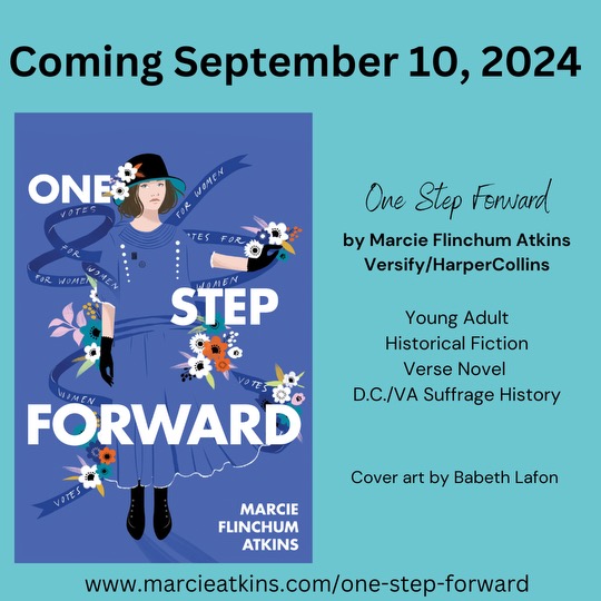 Congratulations to @MarcieFAtkins! Her YA novel-in-verse ONE STEP FORWARD (@versifybooks) is out on September 10th! Read more about Marcie at marcieatkins.com.