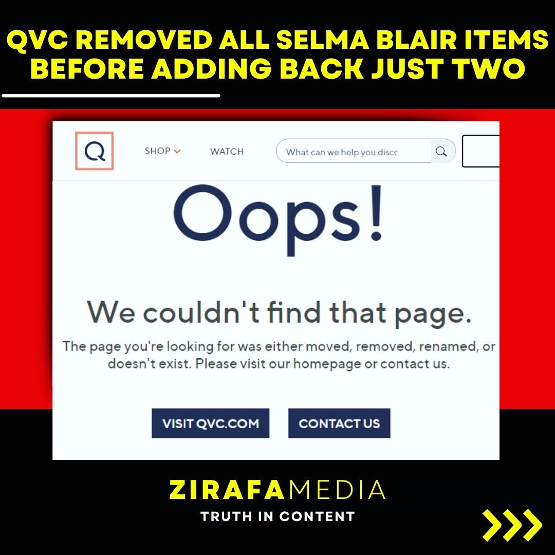 [Thread] : Had a hunch this D-List former celeb’s apology wasn’t genuine and in the midst of being a racist, probably didn’t realize her own business interests in the Middle East. I caught QVC removing her items today. 
#SelmaBlair #IsaacMizrahi #QVC
👇👇👇