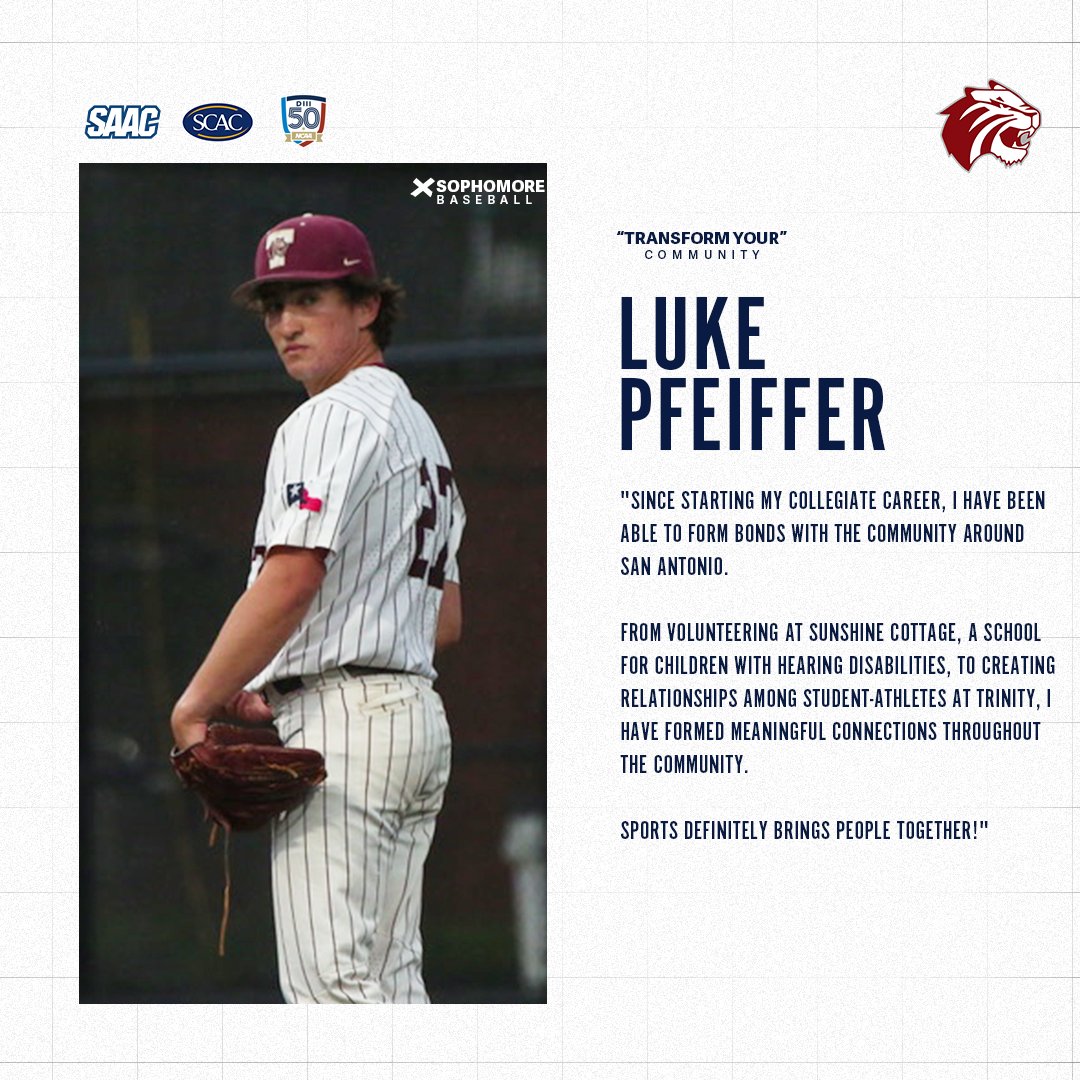 SCAC_Sports's tweet photo. Check out this week's "Meet the SAAC" athletes, Madison Meduna of @UDallasSports and Luke Pfeiffer of the @TrinityUTigers.
#SCACPride #TransformYour #DIII50 https://t.co/sFs8966mJY