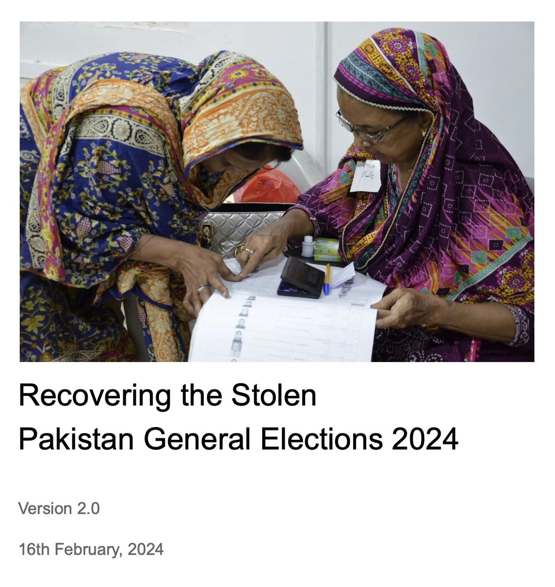 AainaSaaf's tweet photo. 📢 Releasing version 2.0 of the White Paper on the Stolen Elections 2024 (a citizens' effort). 

Hope @salmanAraja can use some of the quotes, references &amp; talking points in his presser.

@PTIofficial is welcome to use the content to build a dossier. 

https://t.co/rsBjfY4sQ7 https://t.co/Q6cbZyr5hR