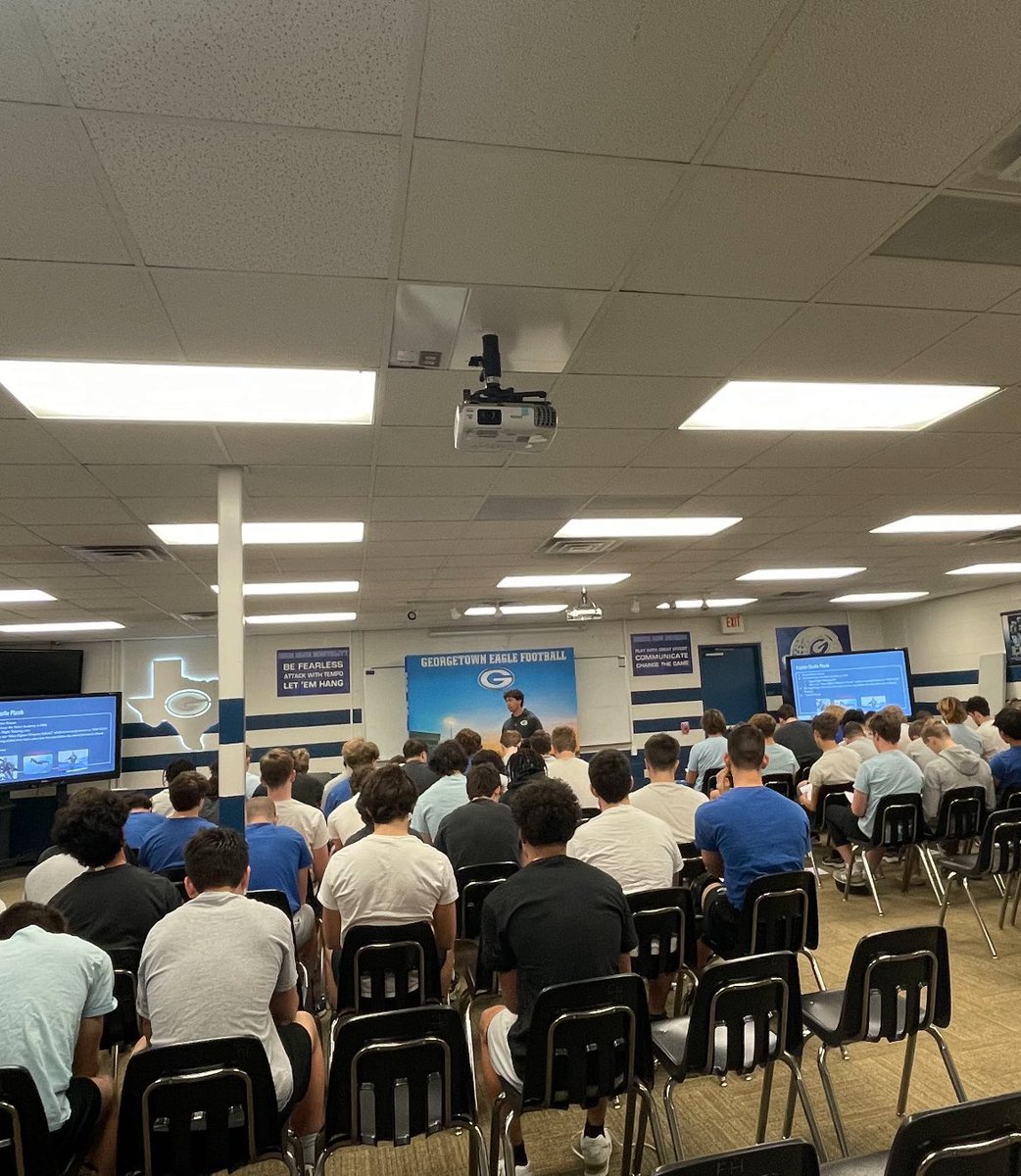 CoachGriffGHS's tweet photo. @drantbradley @GTEagleFootball Wednesday mornings are early morning character lessons before workout. Thursday mornings are a review of the homework with their position coaches over breakfast after workout.  #CharacterReps #GTDNA https://t.co/9Wf7JcxAoP