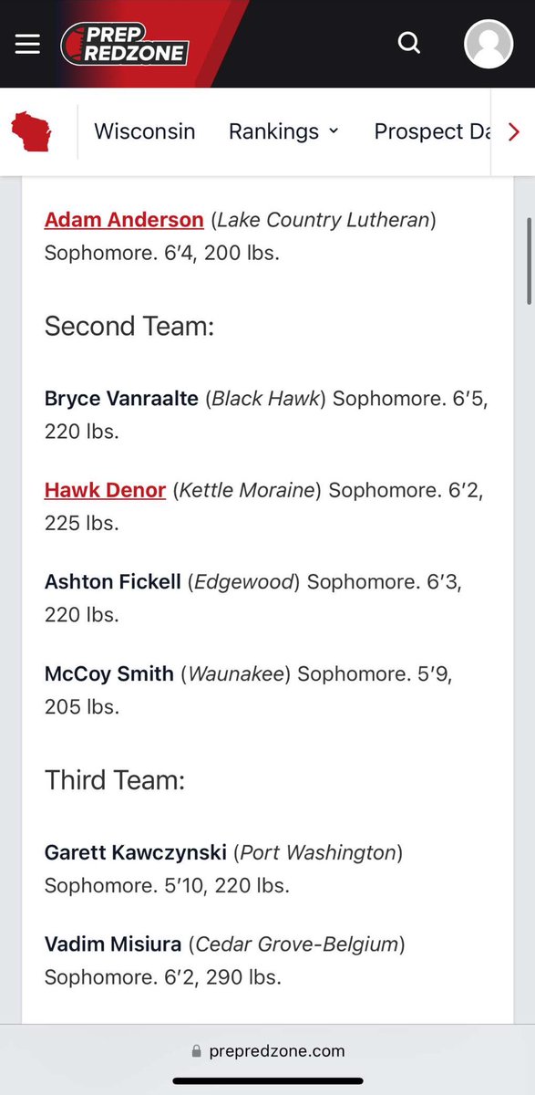 Thanks for the recognition on the Underclassman All-State team! <a href="/PrepRedzoneWI/">Prep Redzone Wisconsin</a> <a href="/OJW_Scouting/">PrepRedzone Oliver</a> <a href="/MJ_NFLDraft/">Mark Johnson</a> <a href="/coach_mcdonnell/">Coach Mac</a>