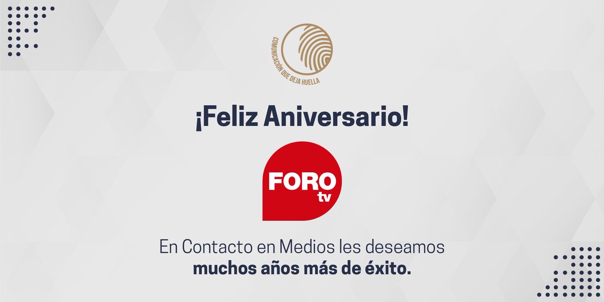 ContactoenMedio's tweet photo. 🎊¡Hoy felicitamos al equipo de @Foro_TV  en su #aniversario !
14 años de ser una voz confiable en el panorama mediático. Gracias por mantenernos informados.
¡Felicidades! 🥳 https://t.co/E0bOea9SwN