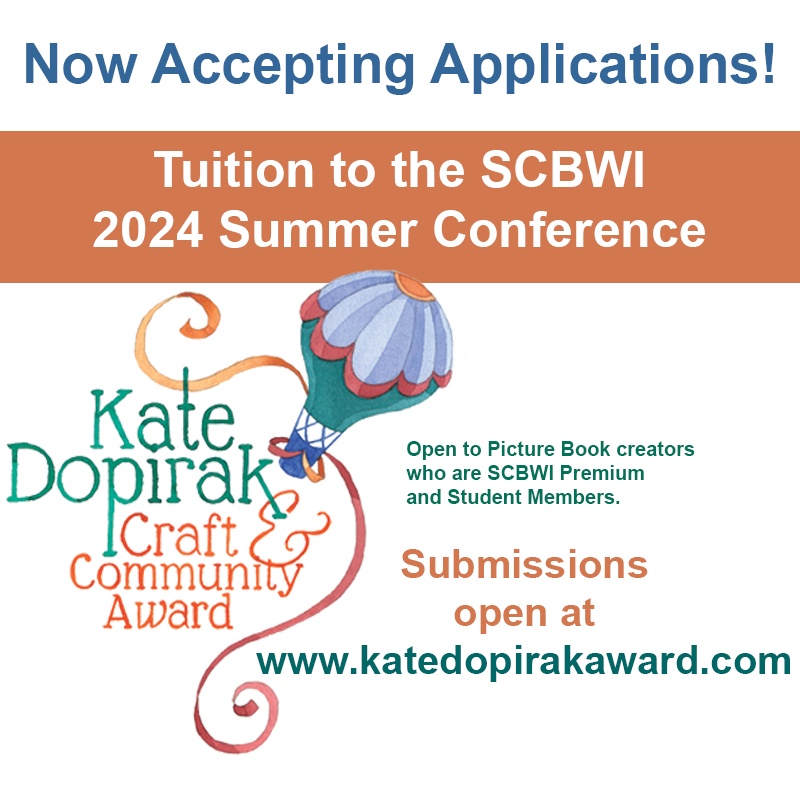 PICTURE BOOK writers! Submit your PB ms by Feb 20 for the Kate Dopirak Craft & Community Award honoring Kate—who shone her light & fanned sparks in others. Win tuition to #SCBWI Summer conference & conversations w/ industry professionals! katedopirakaward.com #KDCCaward24