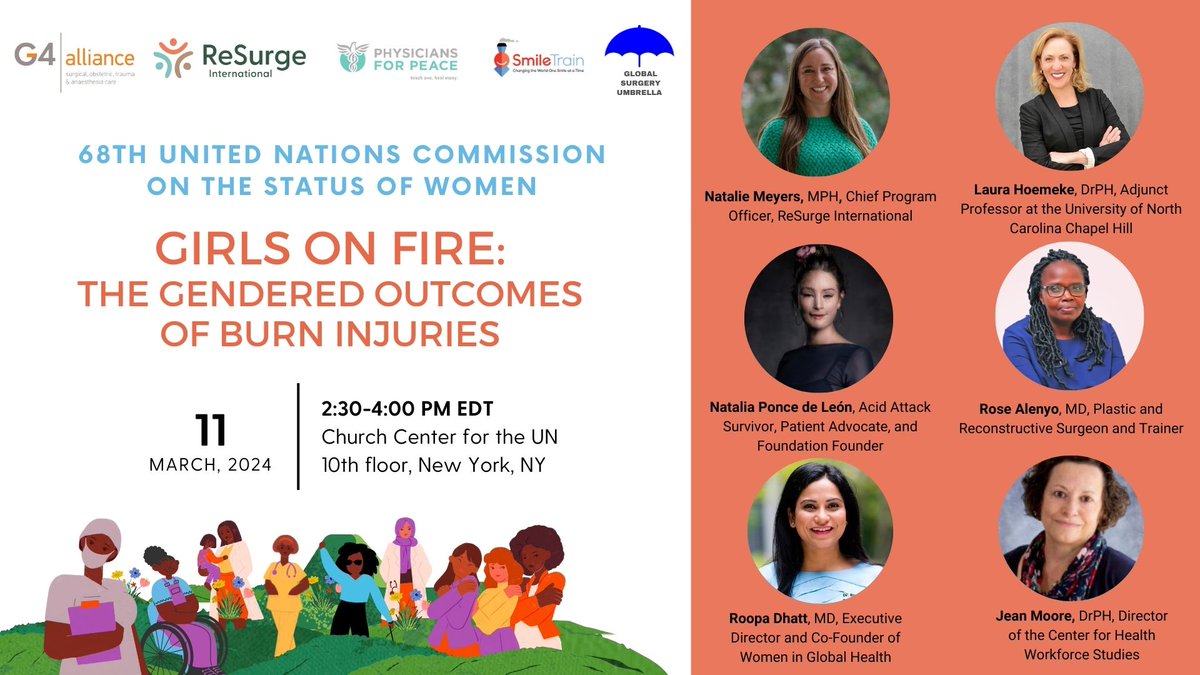 Join us in New York during the @UN_CSW for a @NGO_CSW_NY parallel event on gender disparities in burn injury and care, and systems approaches for improving prevention, care, recovery, and survivorship. Learn more and register: eventbrite.com/e/girls-on-fir…