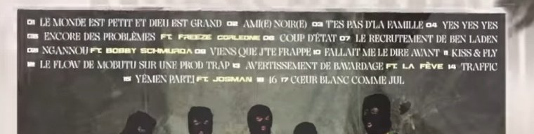Salva_MS13's tweet photo. La tracklist de Kalash Criminel je pleure de rire ca va être un classique https://t.co/reAiJ1YluD
