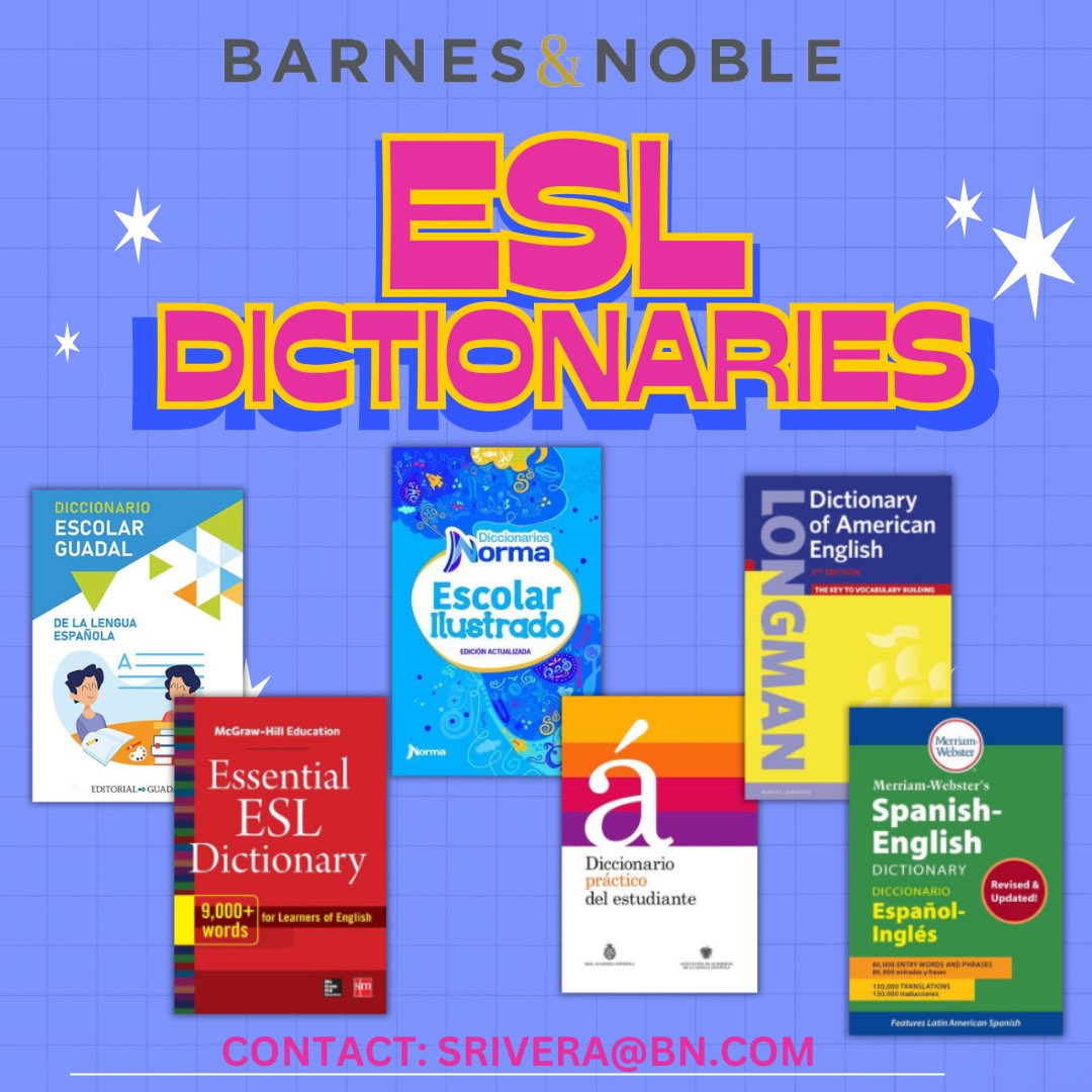 ShelbyRiveraB_N's tweet photo. Iβm a Barnes & Noble Rep of course I donβt have time to include ALL my ESL DICTIONARIES on my @canva template! But here are a few 956 bestsellers! Contact me today for more information πlπ©π½βπ» #RGVeducators #Laredoeducators #956π΄ https://t.co/cNNOtBzR2B