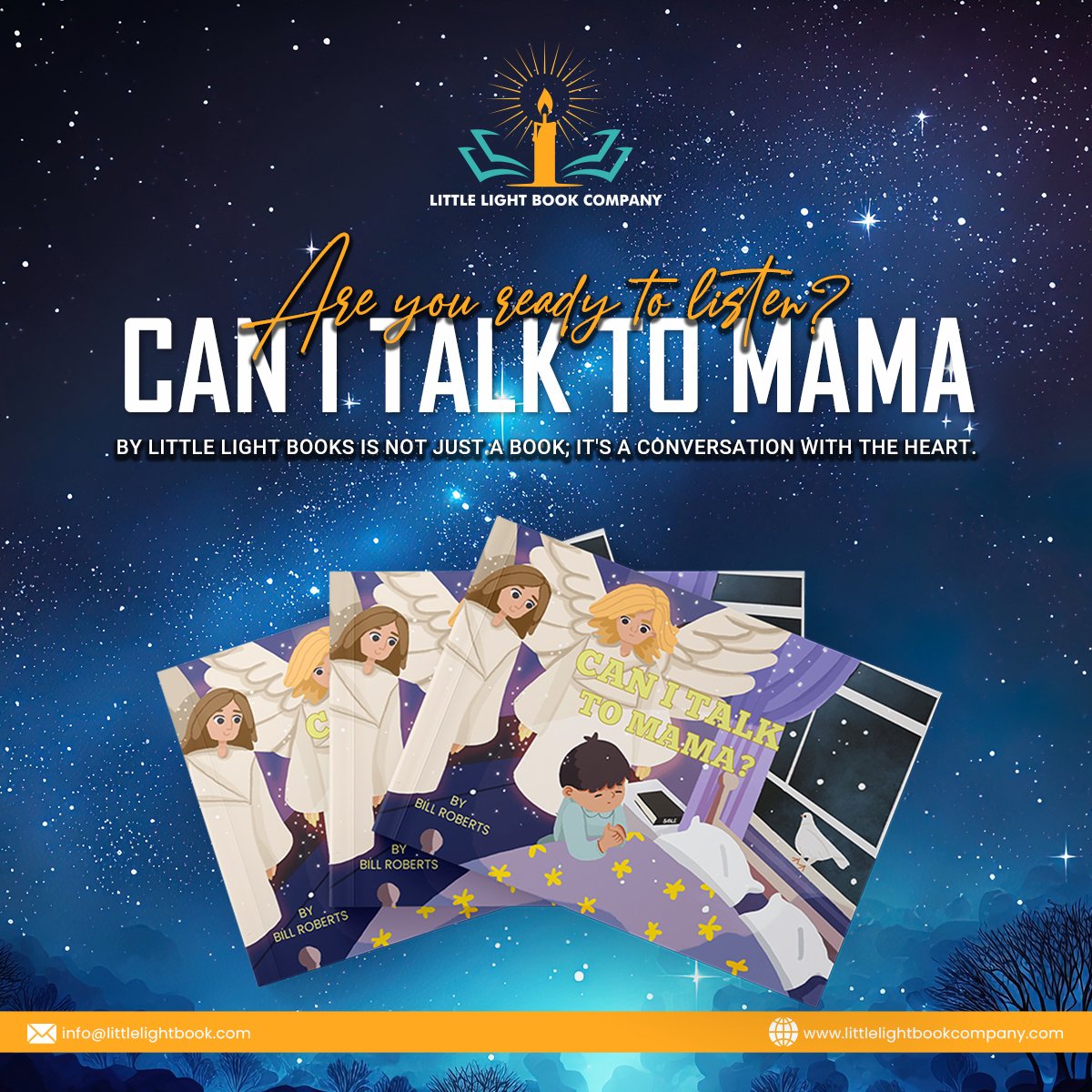 Are You Ready to Listen to 'Can I Talk To Mama'? Dive into the enchanting world of storytelling with Little Light Book Company. 📚✨ 

🌐: lnkd.in/g7QRpADy

#LittleLightBookCompany #CanITalkToMama #StorytellingMagic #bookwriting #storybook #StorybookMagic #storybookbliss