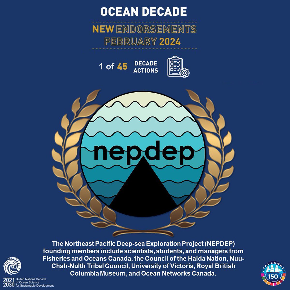 🥳 It’s official! Our grassroots #deepsea initiative is part of the #OceanDecade & @challenger_150 family! 🪸🐙🐳🦀🐟 Explore the new endorsed Actions here: ow.ly/I5fG50QBKai 💙 @FishOceansCAN @Uuathluk Haida Nation @uvic #nepdep @RoyalBCMuseum @Ocean_Networks 💙