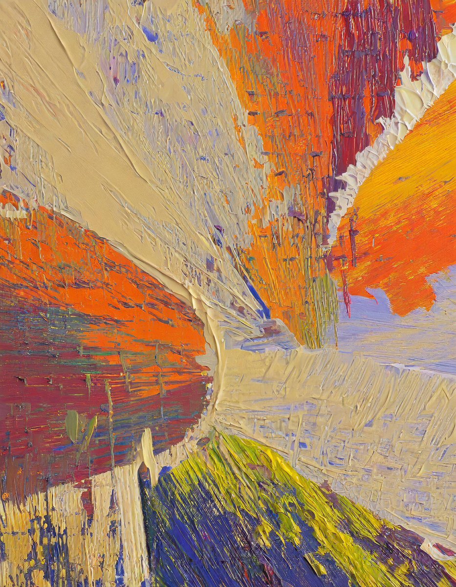 My series "The Good Mornings" consists of 21 pieces created so far. It's a mini-project of one artwork per day (for a month) in which I've aimed to experiment with the possibilities of AI-generated abstract art based on my own works. It has been a highly educational experience