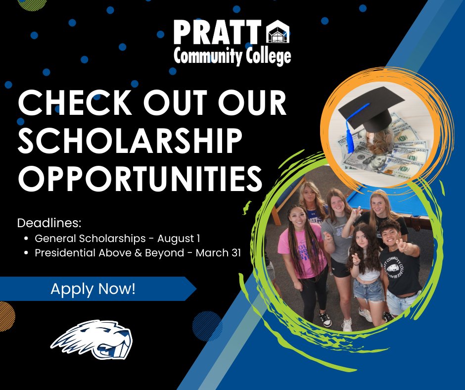 Apply Now! 💵
The 2024-2025 Scholarship Application is live.
Don't miss out! #Scholarships2024 #BeaverNation

prattcc.edu/scholarships
etcentral.prattcc.edu/#/form/33