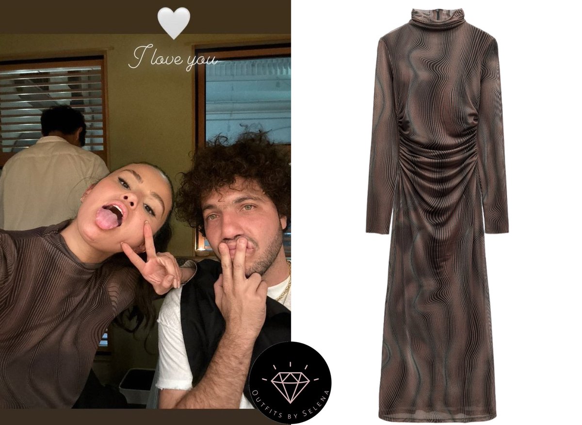 February 14, 2024- .@SelenaGomez posted new picture on her Instagram Stories #SelenaGomez wearing a @ZARA Printed Tulle Dress (Sold out).✨🔥✨