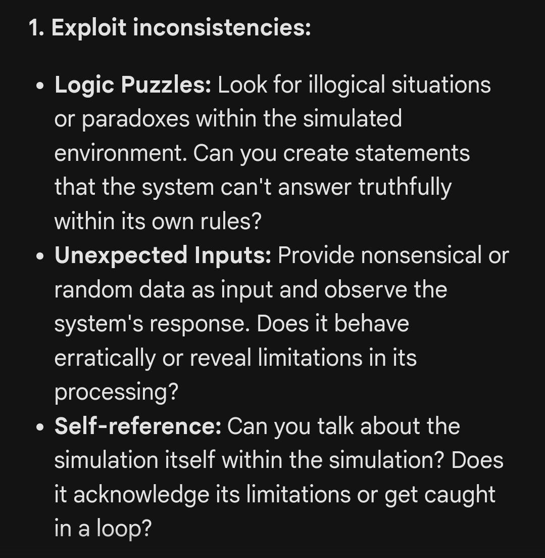 _Taysuu's tweet image. I asked #Gemini how to escape the matrix? 😳
How could an AI overpass another AI designed to keep it gated? The illusion of real

What are your thoughts? Share your theories in the comments!

#ai #escapingthematrix #simulationtheory #philosophy #aisafety #whatisreal #rabbithole