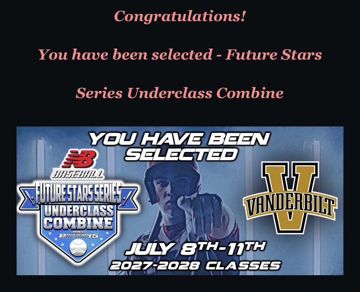 WestonDean23's tweet photo. Extremely honored to be invited to the NBFSS Underclass Combine at Vanderbilt.  Thank you to @ftrstarsseries for the opportunity. #wegotnow @SheafferDanny @_JeremyBooth https://t.co/cQS3VM101w