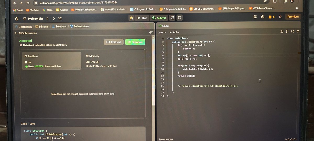 M_Aamir07's tweet photo. ✅: climb stairs using DP
#java #SDE #leetcode #developer #connection https://t.co/u2lK9S3LEy