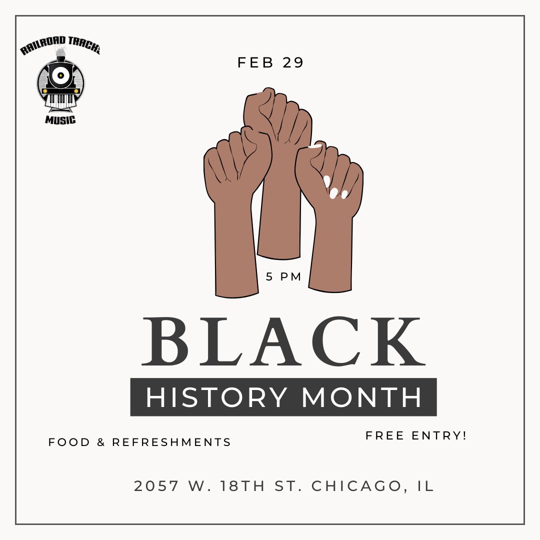 Black History Month Celebration hosted by RailRoad Tracks Music. Come through to show support and enjoy yourself!