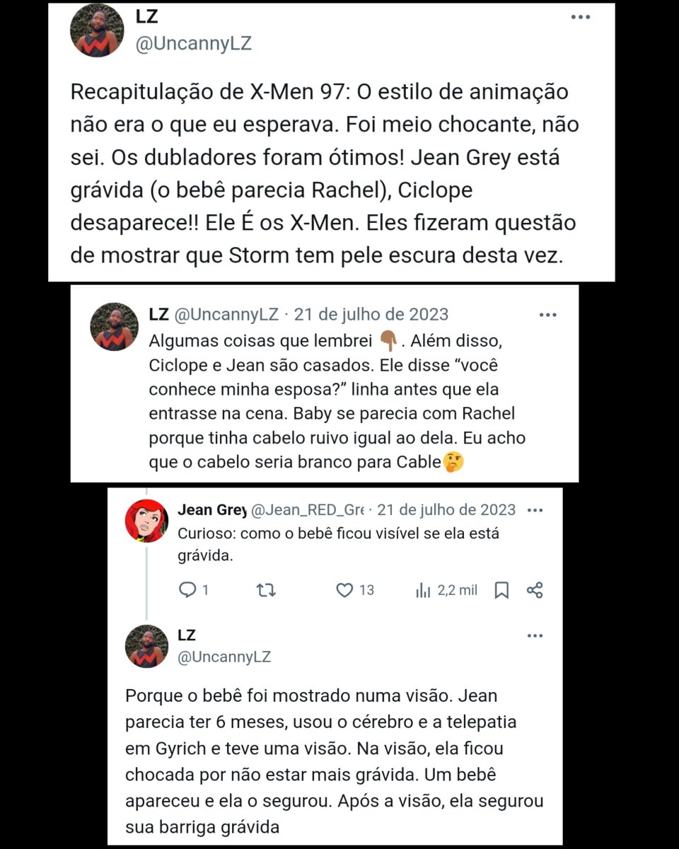 BrunaAraujo444's tweet image. • informações de X-Men 97 🔔🚨@UncannyLZ um membro que participou do painel da #SDDC 2023 assistiu o tease privado de X-Men 97 e revelou algumas informações ☺️

@UncannyLZ 
@Jean_RED_Grey 
#XSpoilers