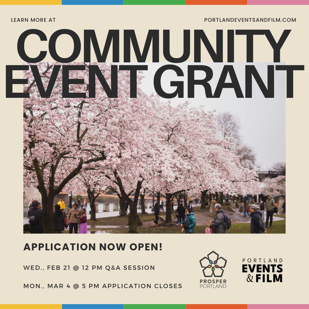 APPLY NOW! Grants of up to $5,000 are awarded per qualifying applicant! Learn more here: portlandeventsandfilm.com/community-even…